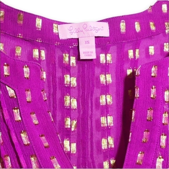 Lilly Pulitzer Silk Colby Top size XS exotic orchid - Picture 4 of 6
